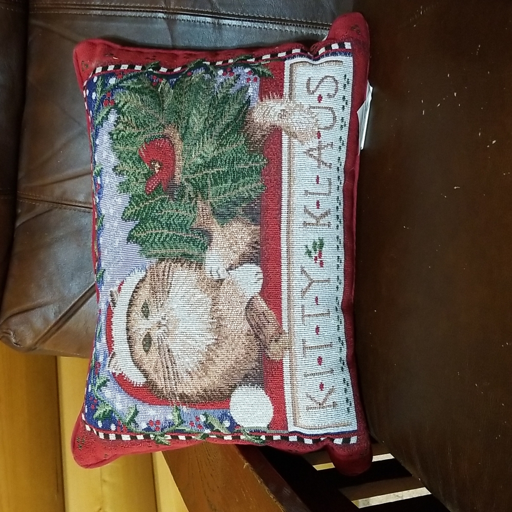 Kitty Klaus tapestry pillow
